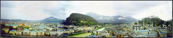 Kapuzinerberg Hill dominates the Salzburg skyline.