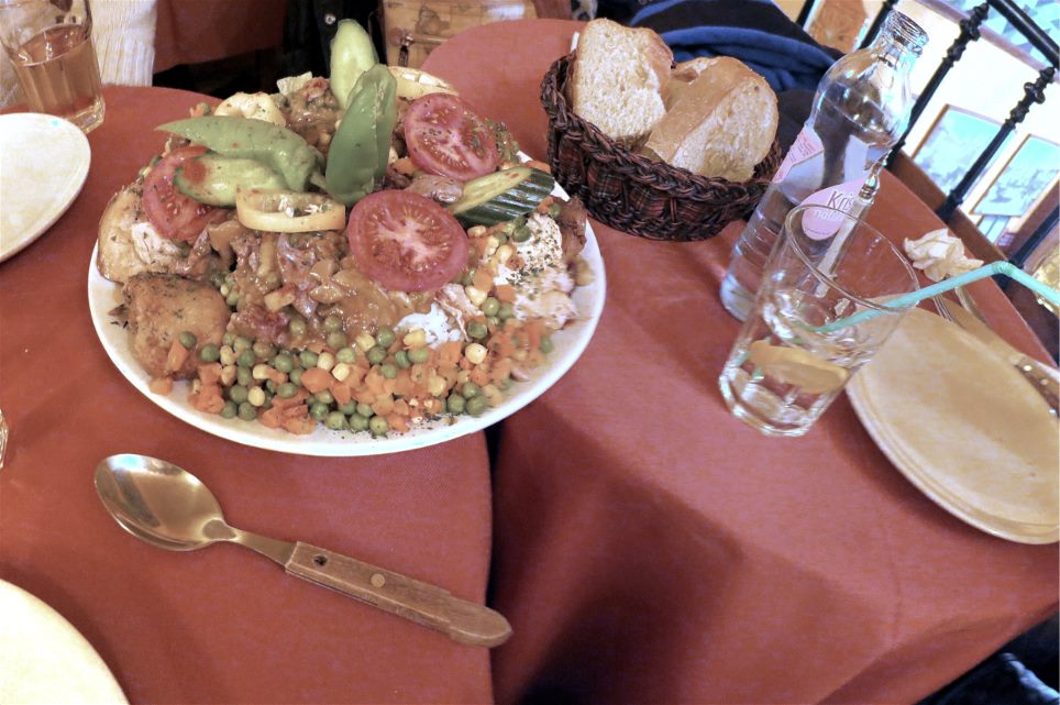 First dinner - like so much else about our meals there, this plate was described as "Goulash."